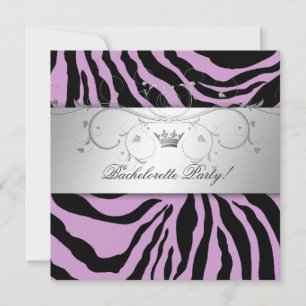 Convites 311-Bachelorette Zebra Roxo-Prata