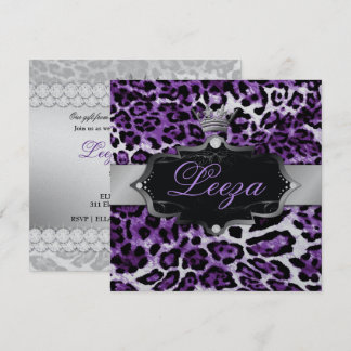 Convites 311-Baroque princesa Roxo Leopardo Metálico