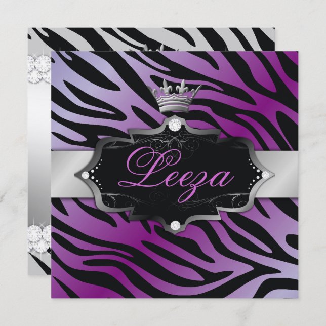 Convites 311-Barroco Princesa Premium Metálico (Frente/Verso)