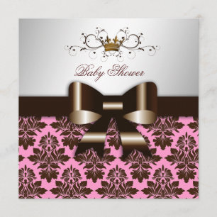 Convites 311 Blackberry Brown Damask Pink  Bebê
