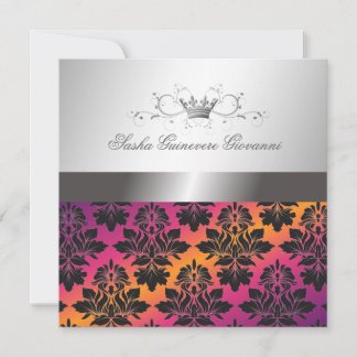Convites 311-Blackberry Damask Ribbon Sunset VIP