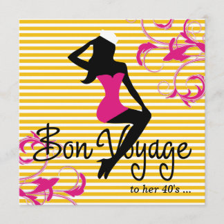Convites 311 Bon Voyage - Silhueta Náutica Tema Rosa