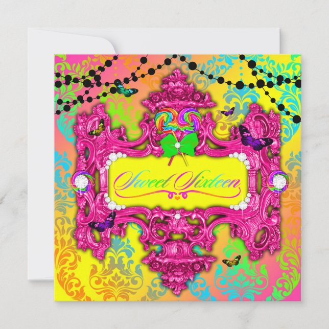 Convites 311 Candy Wonderland Pink Sweet 16 (Frente)