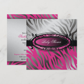 Convites 311-C'est Luxueux| Zebra rosa quente| Bebê