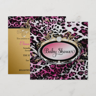 Convites 311 Chá de fraldas-Leopardo-Rosa-Quente Opulente 