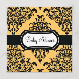 Convites 311 Chá de fraldas Lovey Dovey Damask Canary Yell