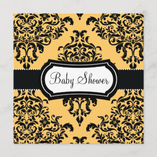 Convites 311 Chá de fraldas Lovey Dovey Damask Canary Yello