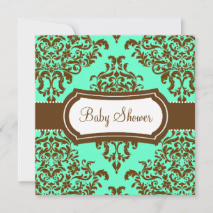 Convites 311 Chá de fraldas Lovey Dovey Damask Chocolate