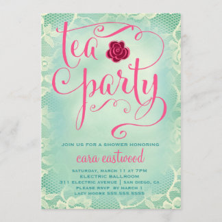 Convites 311 Chá Party Vintage Lace Rosa