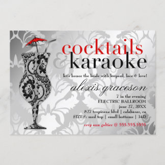 Convites 311 Cocktails e Karaoke Red Damask