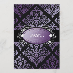 Convites 311-Convite Luxuriosamente Purple Damask