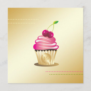 Convites 311-Cupcake de Paraíso Monograma Doce Dezesseis