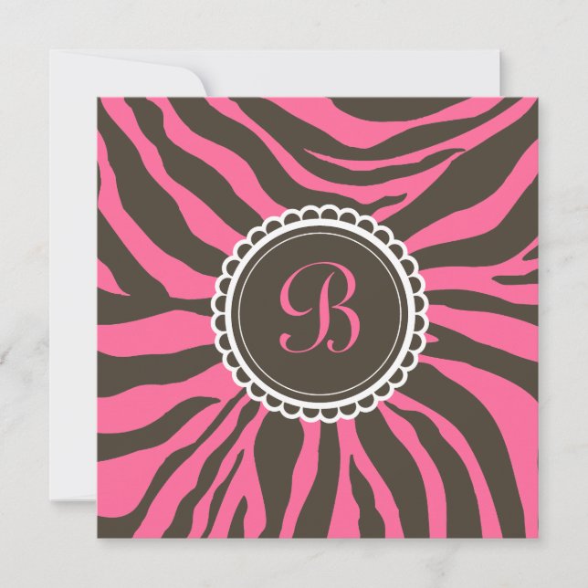 Convites 311 - Cute delicioso - Zebra marrom n' rosa (Frente)