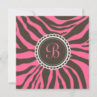 Convites 311 - Cute delicioso - Zebra marrom n' rosa