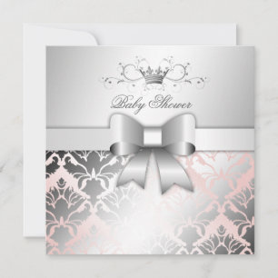 Convites 311 Damask Brilho Arco Champanhe Rosa Baby Shower
