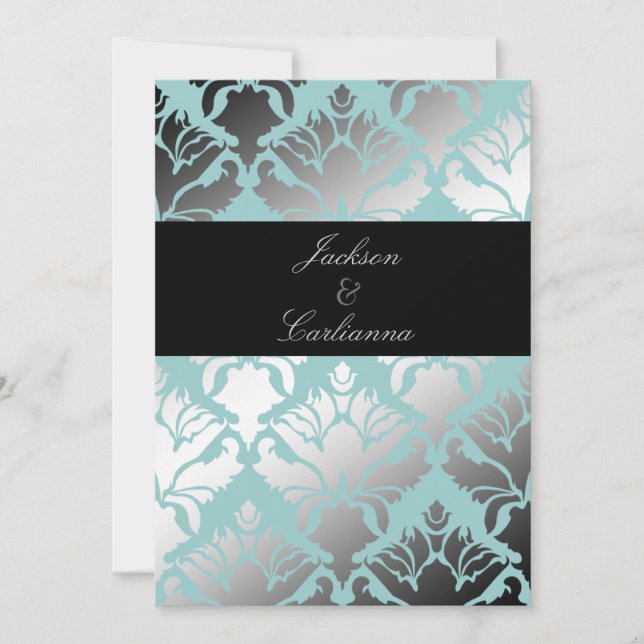 Convites 311-Damask Shimmer Mint Convida (Frente)