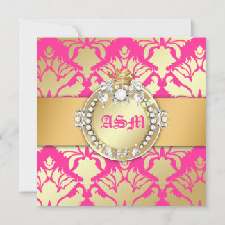 Convites 311-Damask Shimmer Rainha Doce 16 Ouro Rosa