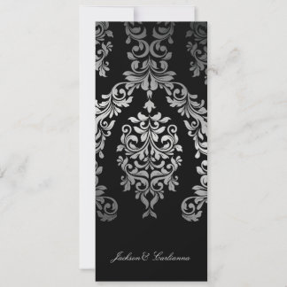 Convites 311 Dashing Damask Faux Silver Personalizado