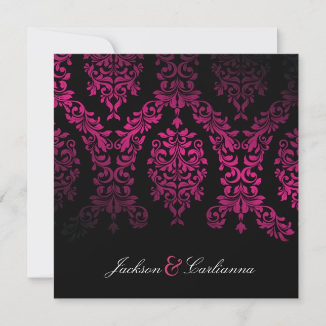 Convites 311-Dashing Damask Night Magenta (Frente)