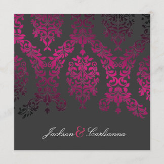 Convites 311-Dashing Damask Night Magenta Carvão