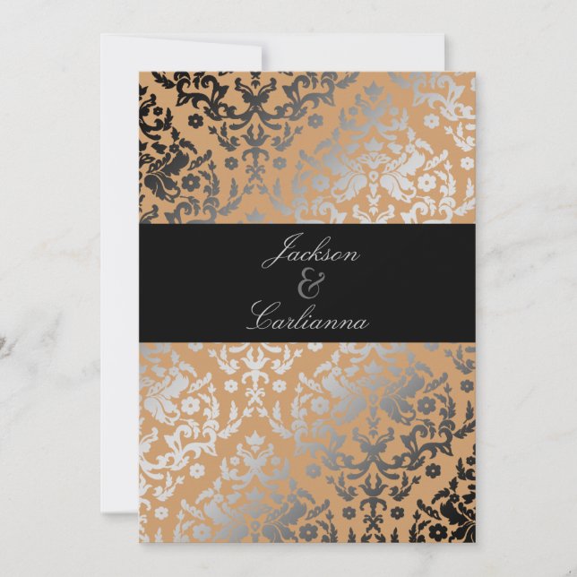Convites 311-Dazzling Damask Wild Cougar Invite (Frente)