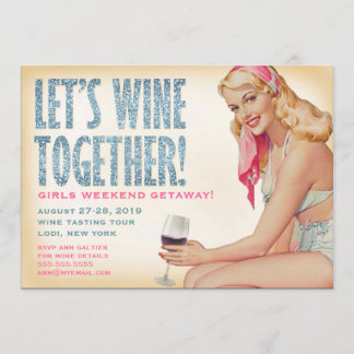 Convites 311 deixe-nos Wine junto menina retro do Pinup