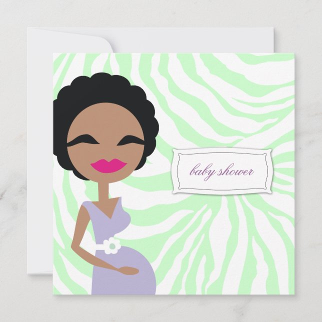 Convites 311-Doce Mamãe Grávida Zebra - Étnica (Frente)