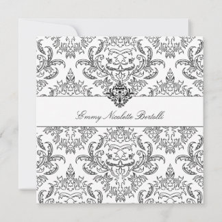 Convites 311-Emmy Black & White Damask Invitation