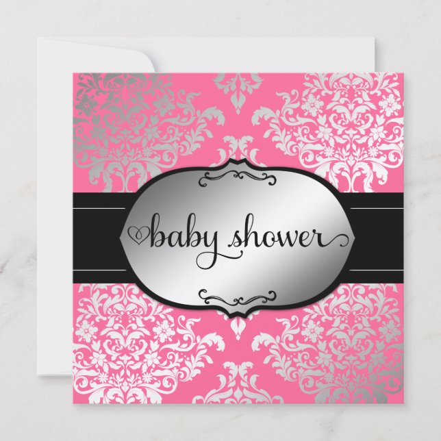 Convites 311 Faux Silver Lux Damask (Frente)