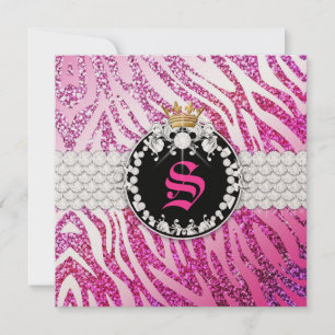 Convites 311 Glitter Queen Zebra Metálico (Qualquer Idade)