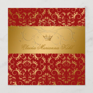 Convites 311-Golden diVine o doce 16 do vermelho de cereja