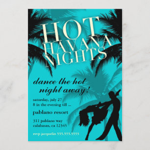 Convites 311 Hot Havana Noites Aqua Black Invite