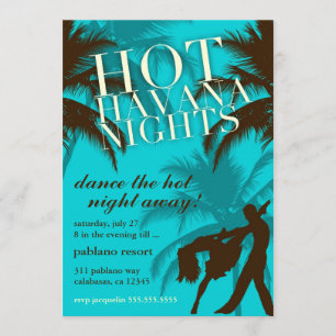 Convites 311 Hot Havana Noites Aqua Brown Invite