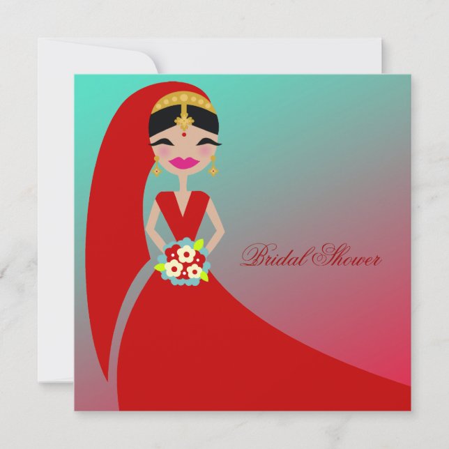 Convites 311-Indian Beauty| Sonho de Turquesa Chá de panela (Frente)