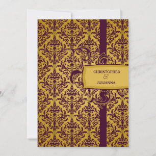 Convites 311-Julianna EggPlant & Mustard Damask