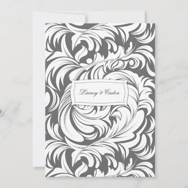 Convites 311-Lavishly Lainey Cinza Invitation (Frente)