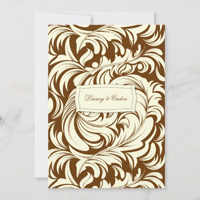 Convites 311-Lavishly Lainey Cream & Brown Invitation (Frente)