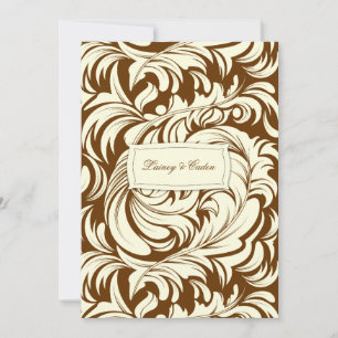 Convites 311-Lavishly Lainey Cream & Brown Invitation