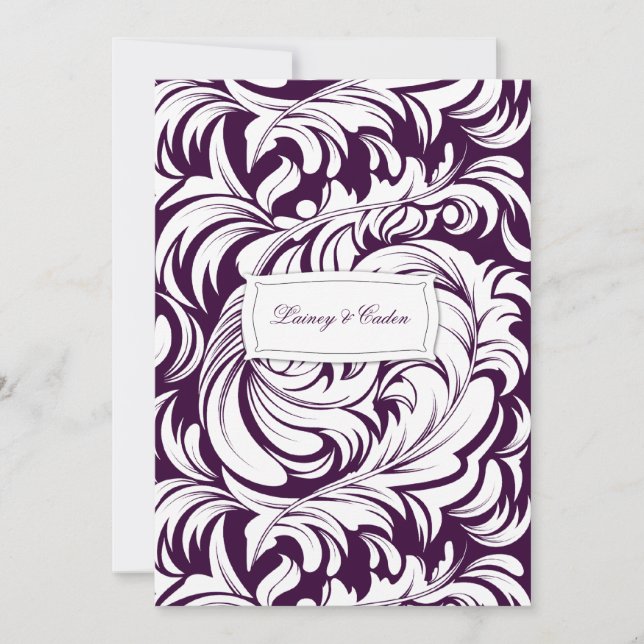 Convites 311-Lavishly Lainey EggPlant Invitation (Frente)
