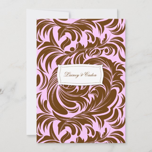 Convites 311-Lavishly Lainey Pink & Chocolate Invitation (Frente)