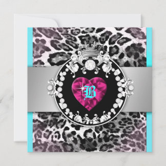Convites 311-Leopard-Tique Queen of Hearts Sweet 16