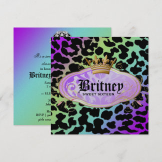 Convites 311 Leopardo Bodacioso Damask Ametist Rainbow