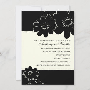 Convites 311-Les Fleurs Black Invitation