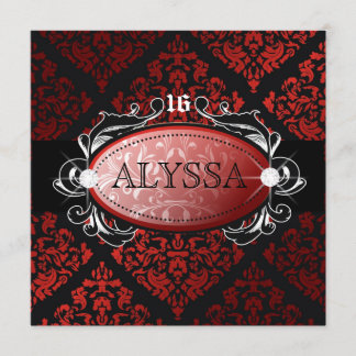 Convites 311 Licorice Damask Sweet 16 Luxuriosamente Red