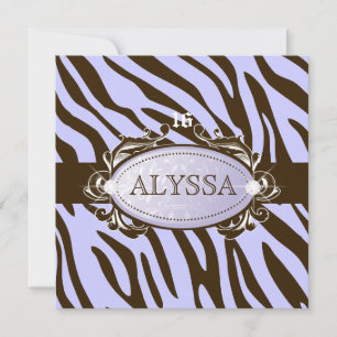 Convites 311-Lilac Brown Zebra Sweet 16