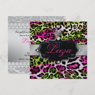 Convites 311-limão Barroco Princesa Rosa-Leopardo-Metálico