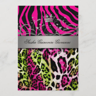 Convites 311 Limão rosa para impressão animal chic| Dourado