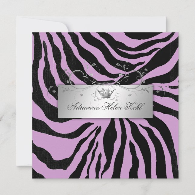 Convites 311-Lingerie de Zebra Roxa Divina de Prata (Frente)