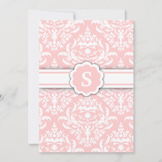 Convites 311-Marissa Monograma, Damask Pink (Frente)