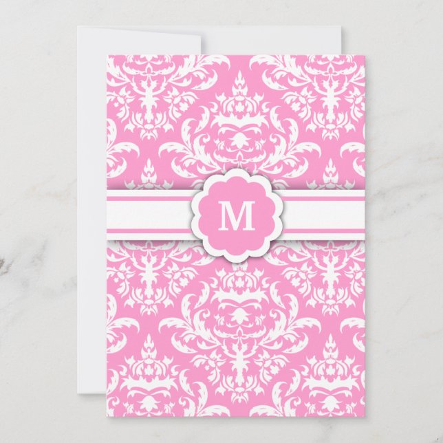 Convites 311-Marissa Monograma, Damask Pink (Frente)